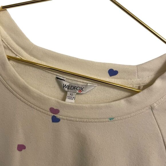 Wildfox Cream Heart Long Sleeve Cropped Sweatshirt Size XL - Picture 3 of 8